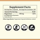 Pure Magnesium Glycinate 775 mg – 120 Vegan Capsules